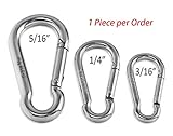 RamPro 1Pc Spring Snap Hook Carabiner Stainless Steel Clip Keychain - 3/16 to 5/16-inch, Grade 316 SS (5/16)