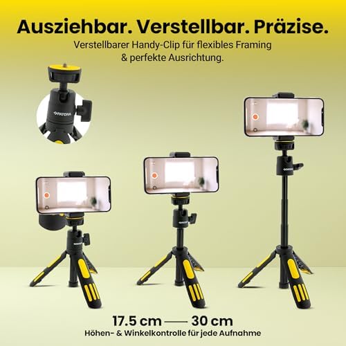 Treppiede estensibile fino a 30 cm per smartphone e fotocamera, con clip per smartphone, iPhone o altro treppiede per cellulare, realizzato con una combinazione di plastica robusta e alluminio — foto 3 di 8