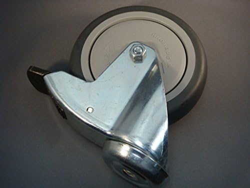 Swivel Caster, 125mm Polyurethane Tread Wheel with Precision Ball Bearings, Directional Lock (Locks Swivel Only), Hollow Kingpin Mount