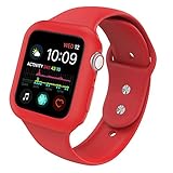 Ksaier Compatible with Apple Watch Band 40mm 44mm with Case, Shock-Resistant Protective Case with Soft Silicone Sport Strap, Compatible Apple Watch Series 4 Sport Edition