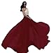 Urban CoCo Women's Summer Chiffon Mopping Floor Length Big Hem Solid Beach Maxi Skirt (XL, Wine red)