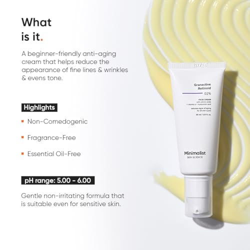Minimalist 2% Retinoid Anti Aging Cream for Wrinkles & Fine Lines, 30 ml | Super Light Night Face Cream (Emulsion) for Women & Men