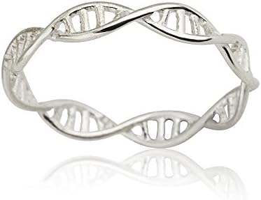 Sterling Silver DNA Molecule Double Helix Ring Band Chemistry Ring, Science Ring, Molecule Ring (9)