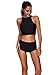 Wellwits Women's Crop Top High Neck High Waist Two Piece Swimsuit