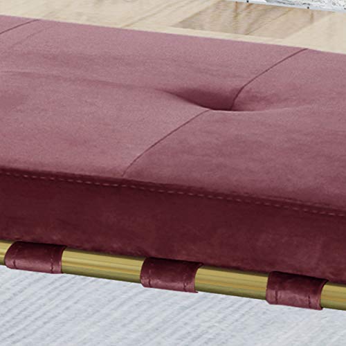 Christopher Knight Home Ella Cushioned Bench, Raisin Velvet, Gold