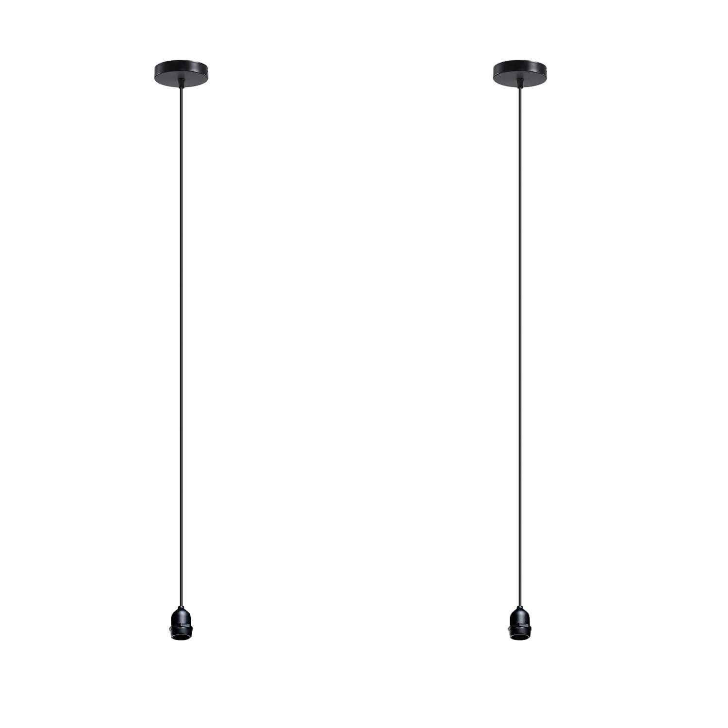 LEDSone Rainproof Ceiling Pendant Light Kit IP65 – Black Metal E27 Lamp Holder with 2m Adjustable Cable, Indoor/Outdoor Hanging Lights for Living Room, Kitchen & Garden (2-Pack)