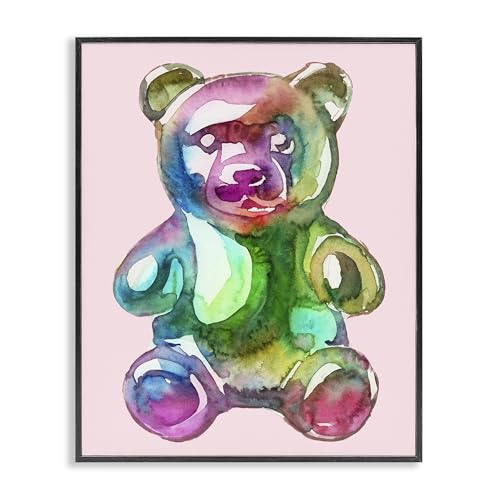 Stupell Industries Chromatic Bear Illustration Black Framed Giclee Art design b…