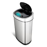 Nine Stars DZT-50-9 Infrared Touchless Stainless Steel Trash Can, 13.2-Gallon (Kitchen)