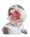 Baby Girl Boutique Floral Headband White for Christening, Communion, Blessings for Babies and Girls Curly Feathers Wide Stretch Lace Band Photo Prop Formal Dressy Wear (Coral and Mint)