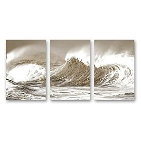 Wave Home Artwork for Living Room Bedroom x 3 Panels