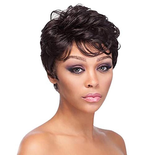 ICE cream Finger Wave Wig Black Short Pixie Cut Wigs for Black Women Short Curly Wigs Synthetic Natural Looking Hair African American Wigs (Black)