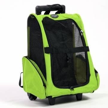 Pet Carrier Rolling Backpack Travel Backpack Trolley For Dogs And Cats Portable Luggage Bag (GREEN)