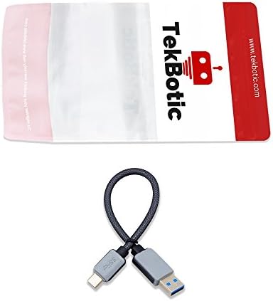 tekbotic WebFlow Short USB C cable Braided Mesh 0.5ft - Type C to USB 3.0 - Fast Charge - Durable 24 AWG (1.5cm)