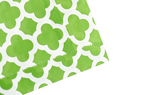 FiveSeasonStuff Greaseproof Paper Bags for Food Candy Goodies Gift Party Wedding Favors Birthday Baby Shower Buffets Picnics BBQ Arts & Crafts DIY Retail (5.12''x 7'') â€” PACK 100 (Green, Mix Patterns)