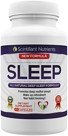 SLEEP by Scintillant Nutrients Natural Herbal Deep Sleep and Relaxation Supplement 60 Capsules with Valerian Root Extract and Melatonin