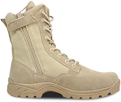 PY- FLRINGPIN Men's 8" Tactical Boots Leather Military Boots Non-Slip Work Boots with YKK Zipper