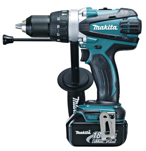 Makita Akku-Schlagbohrschrauber 18 V / 5,0 Ah, 2 Akkus und Ladegeraet im MAKPAC, 1 Stueck, DHP458RTJ