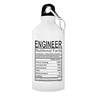 ThisWear Engineer Gifts for Men Engineer Water Bottle Nutritional Facts Best Engineer Gifts for Engineers Gift 20-oz Aluminum Water Bottle with Carabiner Clip Top Engineer