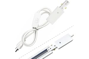 Bravsekai White Track Lighting Live End Cord Kit, 9.84FT H Track Live End Feed Connector, Suitable for H Type Single Circuit 3-Wire-1 Track Lighting Systems