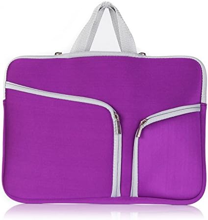 Laptop Sleeve, Onkuey Zipper Briefcase Soft Neoprene 11-11.6 Inch Laptop / Notebook Computer / MacBook Pro / MacBook Air Sleeve Case Bag With Pockets for MacBook Charger or Magic Mouse, (Purple)
