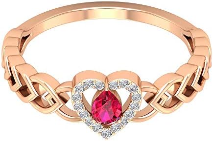 アンティークハート結婚指輪 Hi Si ダイヤモンド婚約指輪 1 4カラットソリティア梨形ルビー