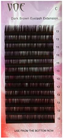 VOE Dark Brown Eyelash Extensions Individual Silk Lashes (Brown-07C-Mix)