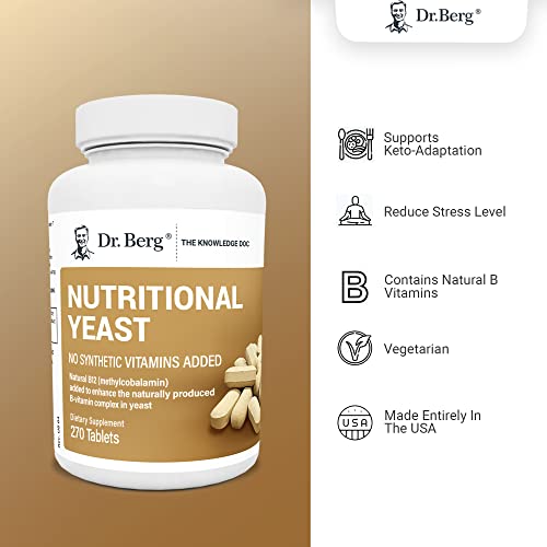 Dr. Berg's Nutritional Yeast Tablets Natural B12 Added All 8 B