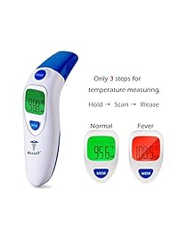 Aprobado por la FDA termómetro, termómetro de infrarrojos, termómetro digital, la frente   Termómetro infrarrojo digital Termómetro de frente y oído de accuit   sin contacto, visualización LED, memoria de almacenamiento