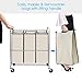 Simple Trending 3-Bag Laundry Hamper Sorter Cart with Heavy Duty Rolling Wheels and Removable Bags, Chrome