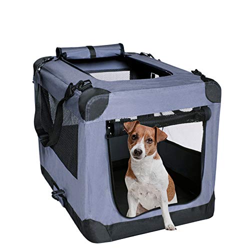 Dog Soft Crate 27 Inch Kennel for Pet Indoor Home & Outdoor Use - Soft Sided 3 Door Folding Travel Carrier with Straps - Arf Pets