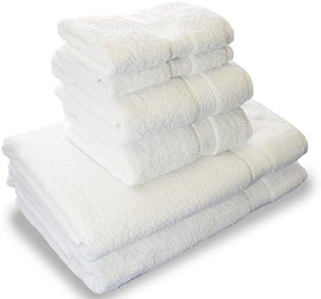 Luxury Hotel & Spa set of 6-piece Towels, 750GSM,100% Long Staple Combed Cotton. Premium set of 2 bath towels, 2 hand towels, 2 washcloths, Color (White)
