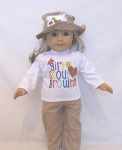 Girl Scout Brownie Pant Outfit Costume Set Doll Clothes for 18 Inch Dolls, Fits American Girl