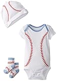 Vitamins Baby Baby-Boys Newborn Baseball 3 Piece Creeper Set, White, New Born
