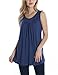 Timeson Women's Basic Round Neck Sleeveless Shirt Pleated Loose Tank
