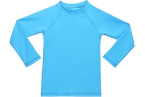 ESTAMICO Girls' Long Sleeve Rashguard UPF 50+ Sun Swimming Pool & Beach Kids Toddler Swim Shirt
