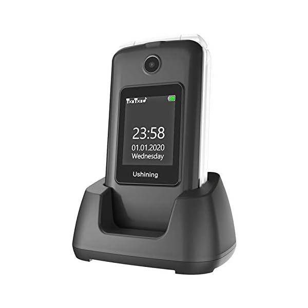 Fllip-Phone-for-Elderly-Dual-Sim-Free-Basic-Mobile-Phone-Unlocked-with-Charge-Dock-Big-Button-Pay-As-You-Go-Mobile-Phones-Easy-to-Use-for-Senior-black ukuu Seniors Mobile phone with 2.8 inch Large Colour Display, Big button and Big Volume Easy to Use for Elderly…