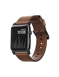 Nomad   Correa de piel Horween para Apple Watch de 42 mm y armado moderno. Diseño clásico llamativo. Asas y hebilla de acero inoxidable a medida, accesorios negros