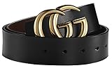 Fashion G-Style Gold Buckle Unisex Belt for Men or Women [3.8cm Belt Width] (110cm (Waist 32