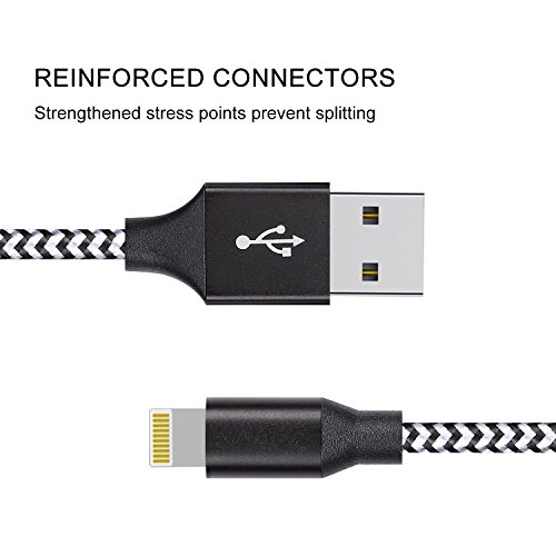 Beta iPhone Lightning Cable Pack/iPhone Charger Cable,USB to Lightning,Durable Nylon Braided Cord for Charging or Transmission Data Pack, MFi Certified for Ipad,iPhone (5pack 4ft, black)