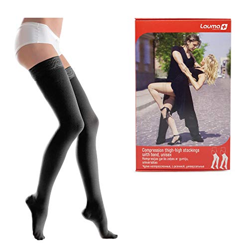 Lauma Medical, 23-32 mmHg Class 2 medical compression stockings with lace stripes, varicose veins, often swelling in the legs, pain in the calves and feet (