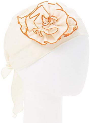 Girls Ivory Orange Rosette Embellished Cotton Bandana Headband