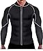 Ursexyly Men Exercise Sweat Hot Dress Shirt, Sauna Suit Neoprene Slimming Fitness Jacket Gym Wear for Core Muscle Training (Black Exercise Shirt, 2XL)