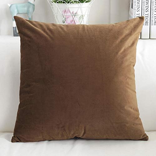 GONGSHANG Cushion cover European style sofa cushion pillowcase solid color Dutch cashmere sofa pillow fashion simple bed head 45X45cm without core@Brown_45X45cm
