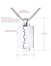 Xusamss Hip Hop Titanio Hoja de Acero Modelo de Placa de Perro Colgante Razor Collar, Cadena de 24"
