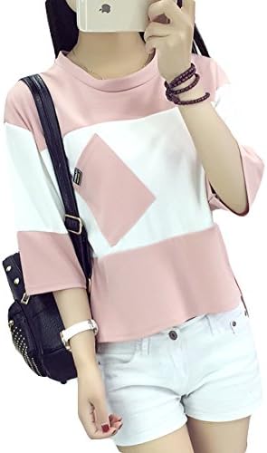 Amazon ピースマイル P Smile プチプラ レディース トップス 人気 胸ポケット 半袖 太ボーダー Tシャツ L ピンク Tシャツ カットソー 通販