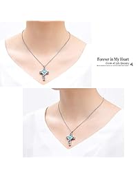 Hearbeingt - Collar para cenizas con colgante de cruz de cristal retro, de acero inoxidable 316L, con forma de corazón, color turquesa