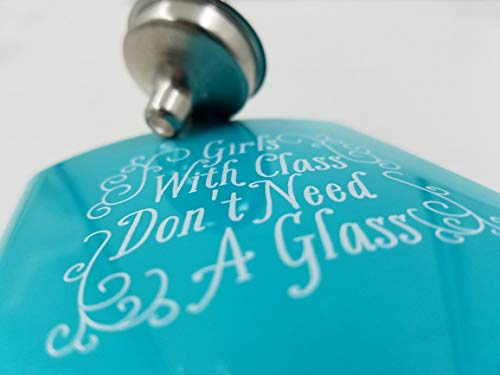 Liquor Flask Matte Funny Leakproof - Premium Stainless Steel Hip Flask 8oz (Blue 6oz girls with class)