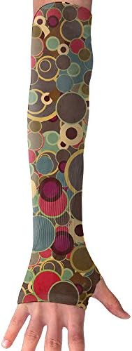 FPD Men's/Women's Retro Colorful Circles Arm Sleeves Long Fingerless Compression Sleeve Glove Anti-uv Sun Protection