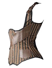 SHAPERX Women's Steel Boned Steampunk Tesla Underbust Corset Vest Waist Training Corsets Vest