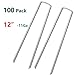 AAGUT 100 Pack 12 Inch Garden Stakes Heavy Duty 11 Gauge Galvanized Steel Landscape Staples Fence Ground Stake Sod Pins Yard Stakes Tent Anchors for Dog Fencing, Chicken Wire